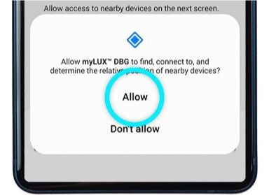 Android phone showing a scan for devices pop-up with the allow button highlighted