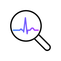 icon showing a magnifying glass over an ECG