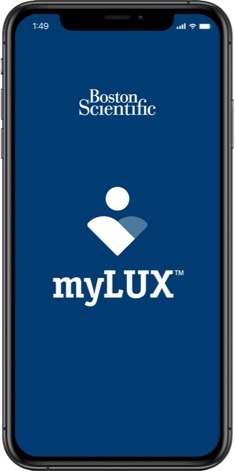 iPhone showing the myLUX patient app loading screen