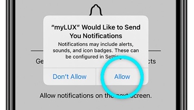 iPhone showing an allow notifications pop-up with the allow button highlighted