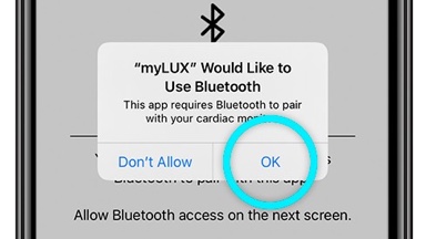 iPhone showing a scan for devices pop-up with the allow button highlighted