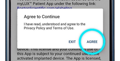 Android phone showing the terms and conditions page with the agree button highlighted