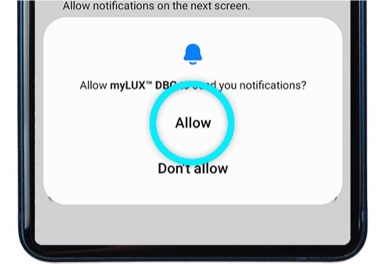 Android phone showing an allow notifications pop-up with the allow button highlighted
