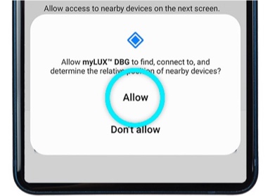 Android phone showing a scan for devices pop-up with the allow button highlighted