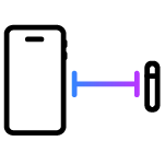 Icon of a mobile phone distanced away from LUX-Dx device