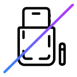 Icon of a phone in a pocket near LUX-DX with a line through it