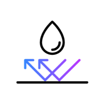 Icon of water droplet bouncing off of skin