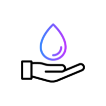 Icon of water droplet and hand