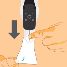 Close-up of application of strip