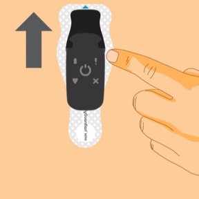 Close-up of application of strip