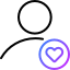 Icon of a person next to a heart