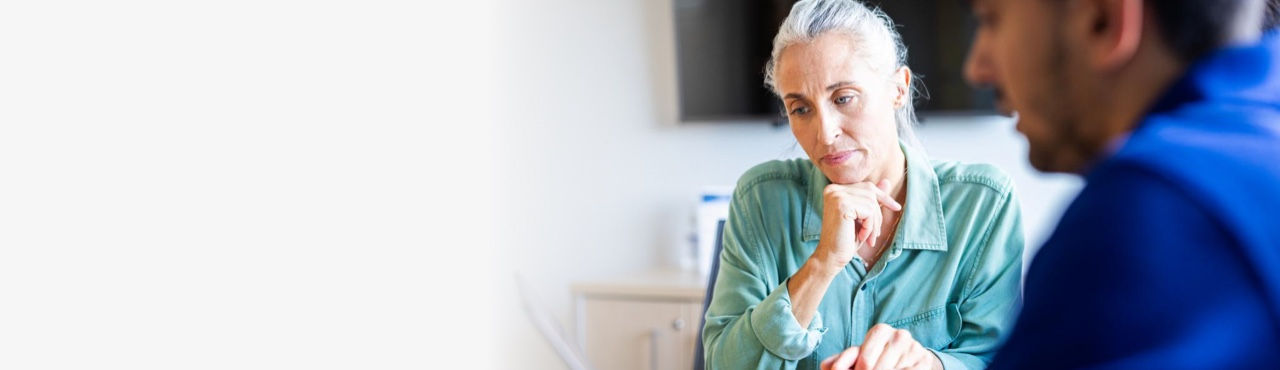 Hero banner female patient with healthcare provider