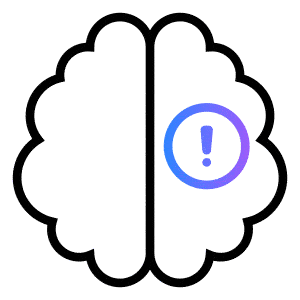Animated icon of a brain with an exclamation mark