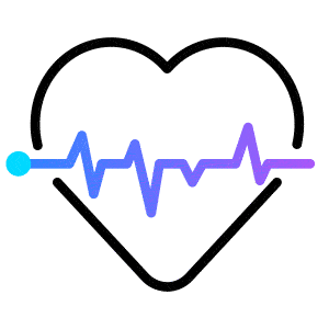 Animated icon of a heart with a ECG going through it